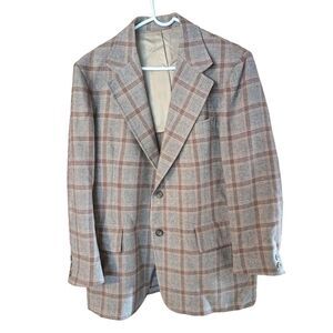 VTG Pendleton Brown  Plaid 100%Virgin Wool Overcoat‎ Size M Men's Blazer
